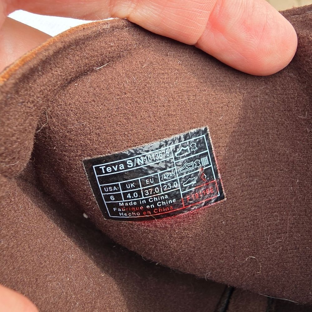 Teva Leather Brown Boots Side Zip View 2
